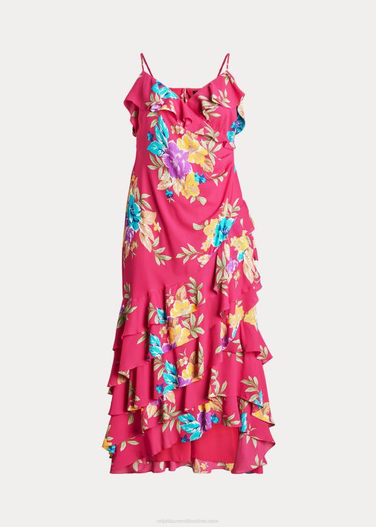 lyserød multi Kvinder Ralph Lauren blomstret georgette lagdelt kjole Z426B4574