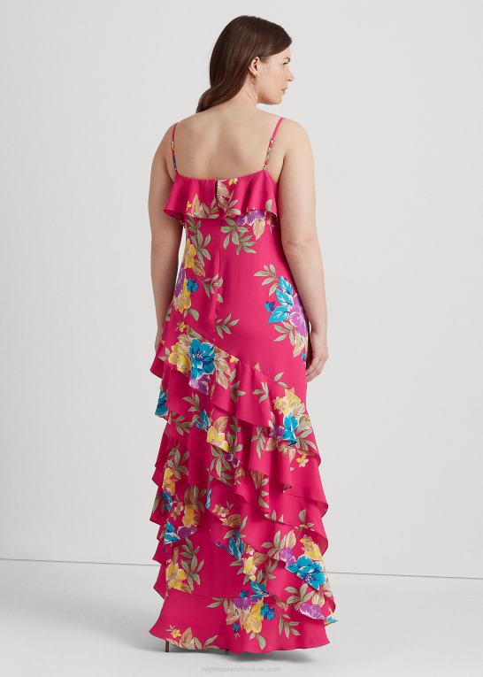 lyserød multi Kvinder Ralph Lauren blomstret georgette lagdelt kjole Z426B4574