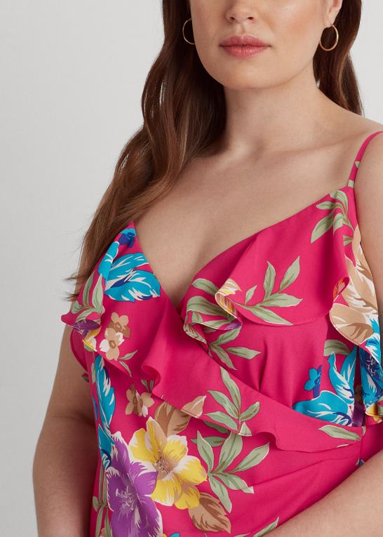 lyserød multi Kvinder Ralph Lauren blomstret georgette lagdelt kjole Z426B4574