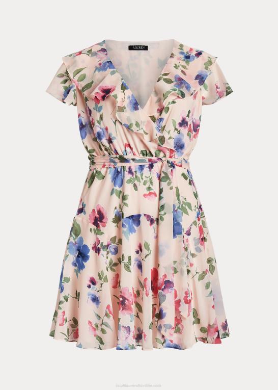 lyserød multi Kvinder Ralph Lauren blomstret krinkle georgette kjole med bælte Z426B4694