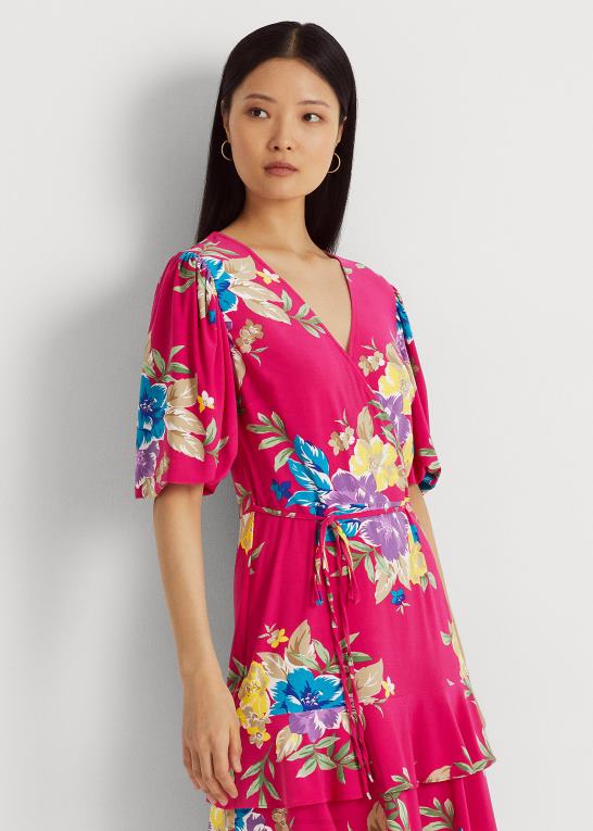 lyserød multi Kvinder Ralph Lauren blomstret stretch jersey kjole Z426B4350