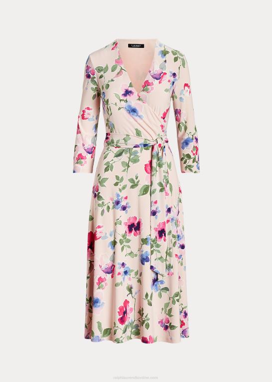 lyserød multi Kvinder Ralph Lauren blomstret surplice jersey kjole Z426B4106