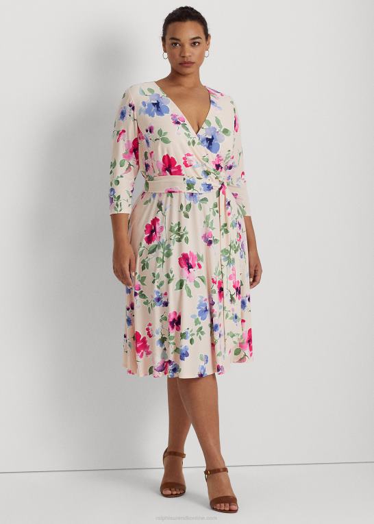 lyserød multi Kvinder Ralph Lauren blomstret surplice jersey kjole Z426B4672