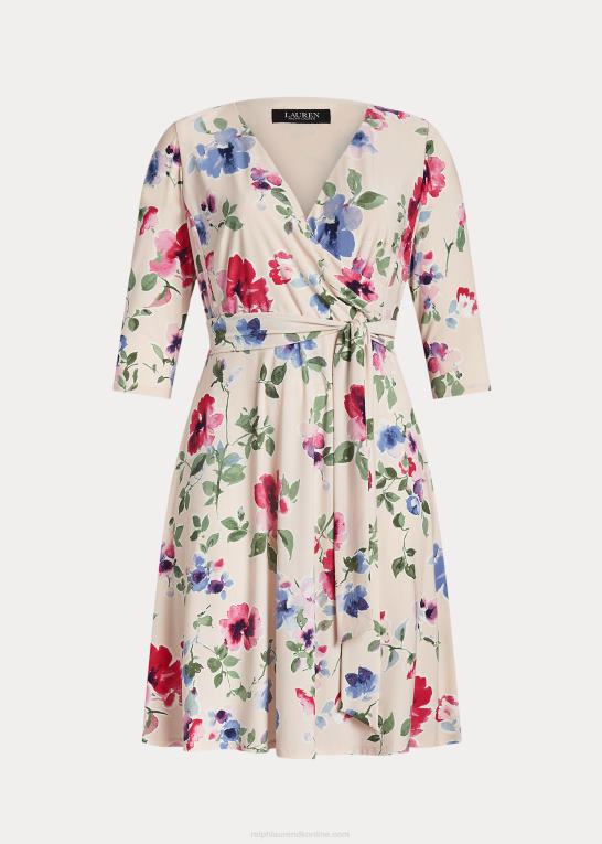 lyserød multi Kvinder Ralph Lauren blomstret surplice jersey kjole Z426B4672