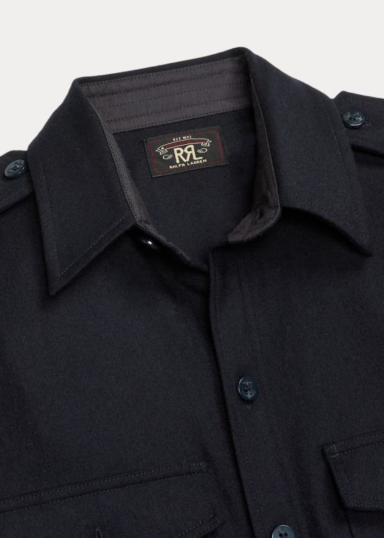 mørk flåde Kvinder Ralph Lauren skjortekjole i flannel med bælte i uldblanding Z426B3671
