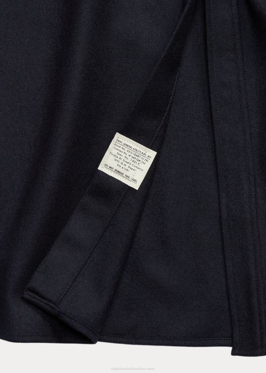 mørk flåde Kvinder Ralph Lauren skjortekjole i flannel med bælte i uldblanding Z426B3671