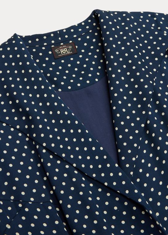 marineblå/creme Kvinder Ralph Lauren georgette-kjole i polkaprikket silke Z426B3667