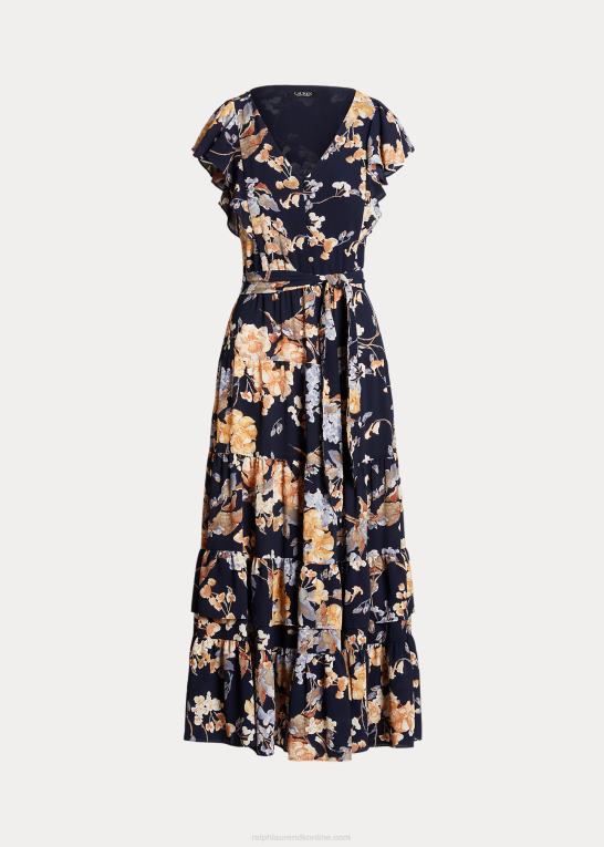 marineblå multi Kvinder Ralph Lauren blomstret boble crepe kjole Z426B4096