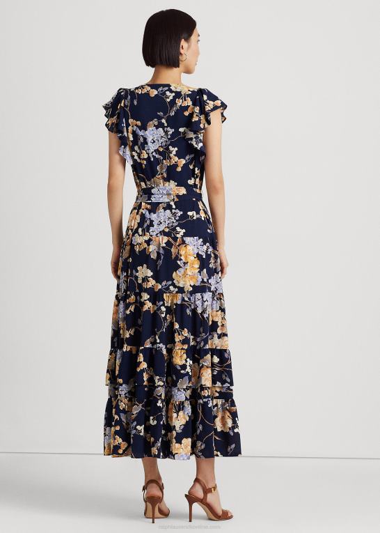 marineblå multi Kvinder Ralph Lauren blomstret boble crepe kjole Z426B4096