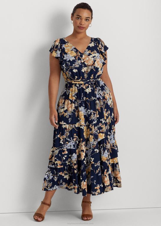 marineblå multi Kvinder Ralph Lauren blomstret boble crepe kjole Z426B4703