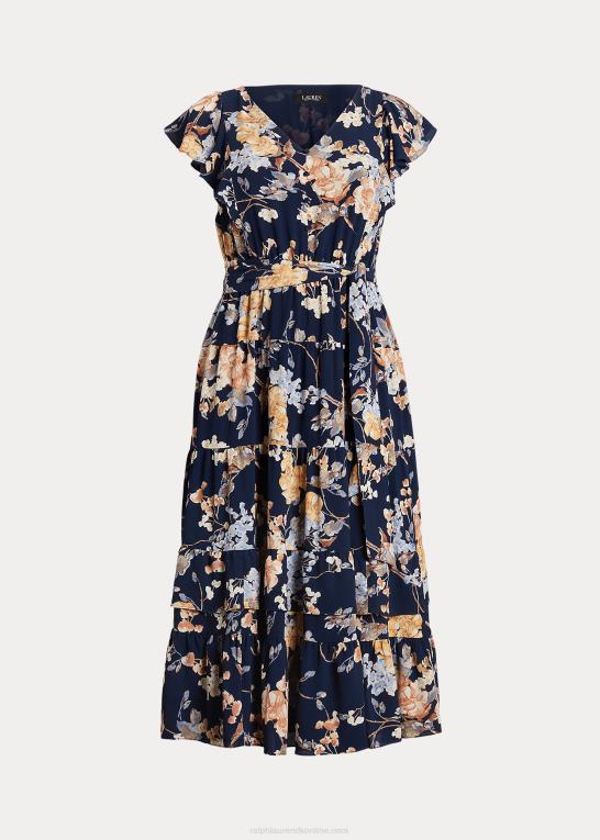 marineblå multi Kvinder Ralph Lauren blomstret boble crepe kjole Z426B4703
