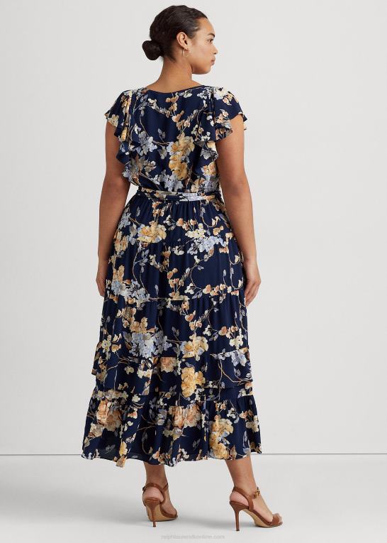 marineblå multi Kvinder Ralph Lauren blomstret boble crepe kjole Z426B4703