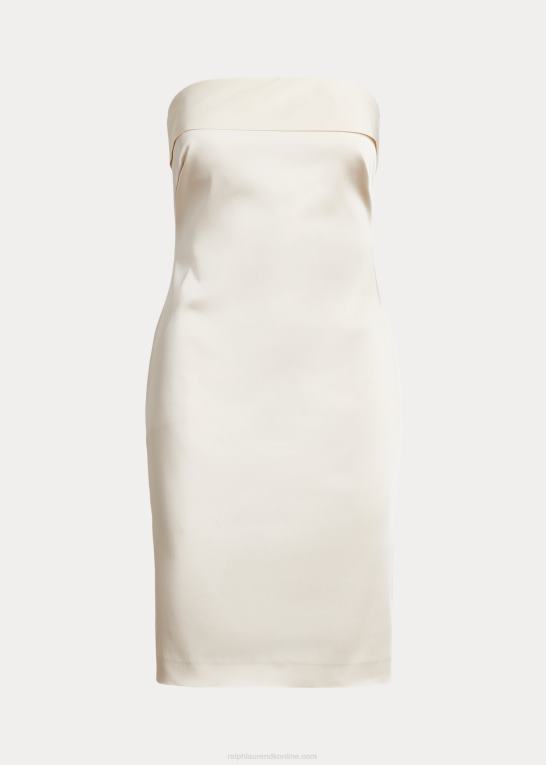 mascarpone creme Kvinder Ralph Lauren Stropløs cocktailkjole i satin med ryg Z426B3981