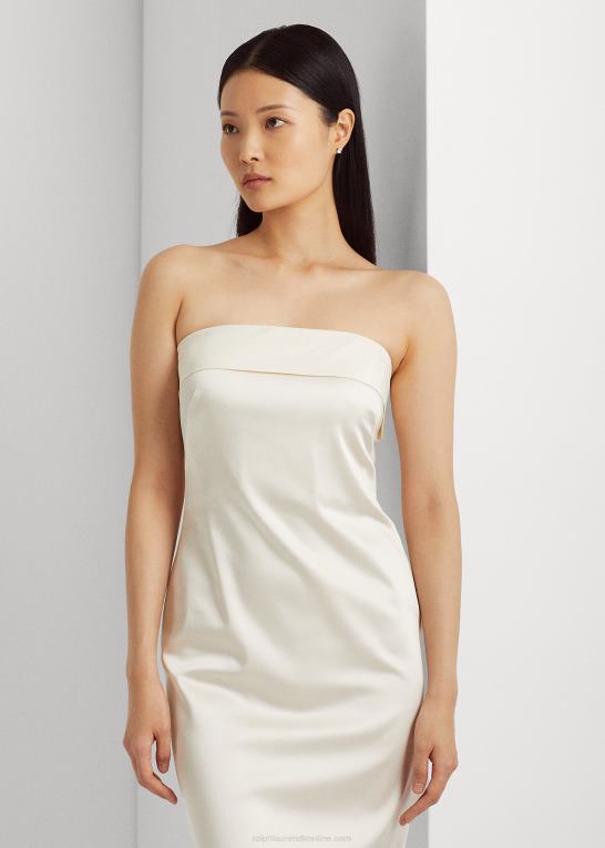 mascarpone creme Kvinder Ralph Lauren Stropløs cocktailkjole i satin med ryg Z426B3981