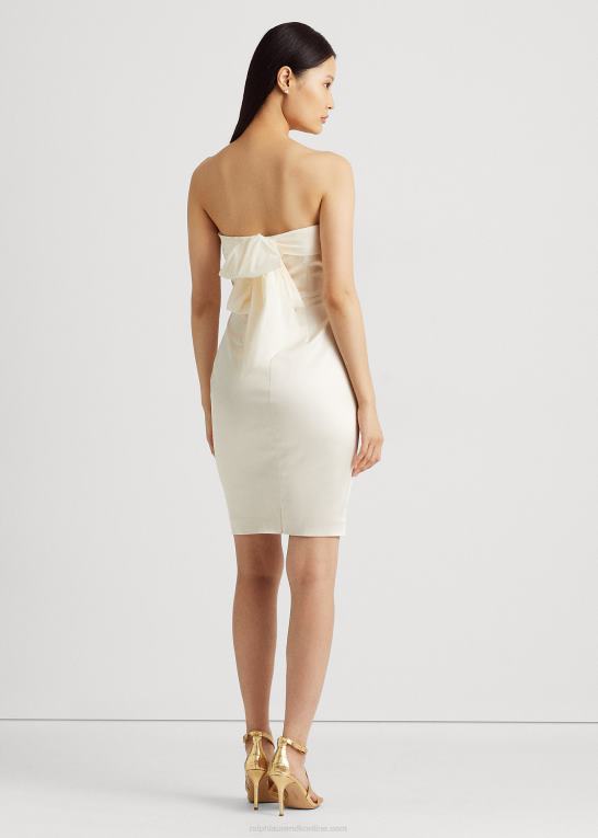 mascarpone creme Kvinder Ralph Lauren Stropløs cocktailkjole i satin med ryg Z426B3981