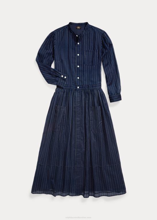medium indigo Kvinder Ralph Lauren skjortekjole i bomuldsvoile Z426B3654
