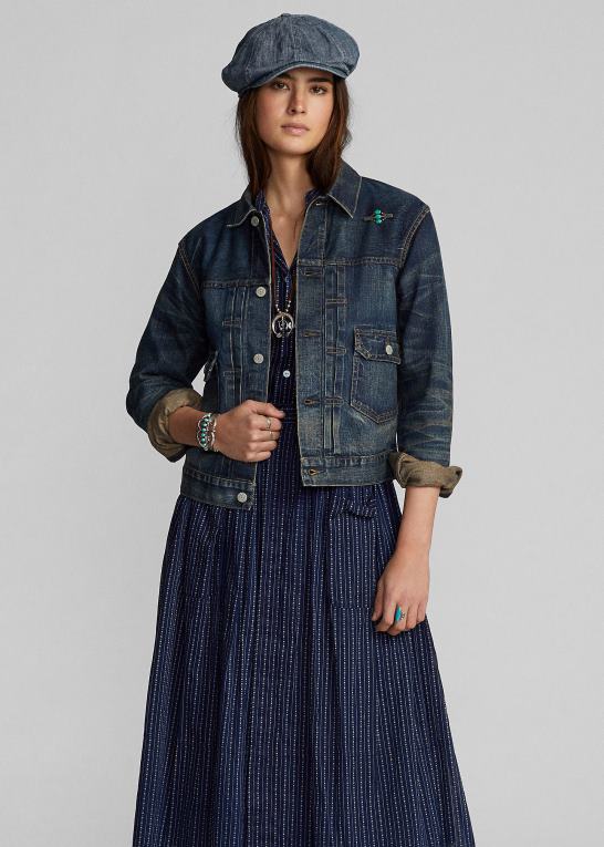 medium indigo Kvinder Ralph Lauren skjortekjole i bomuldsvoile Z426B3654