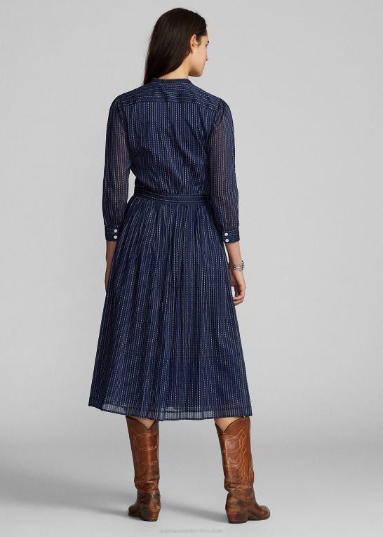 medium indigo Kvinder Ralph Lauren skjortekjole i bomuldsvoile Z426B3654