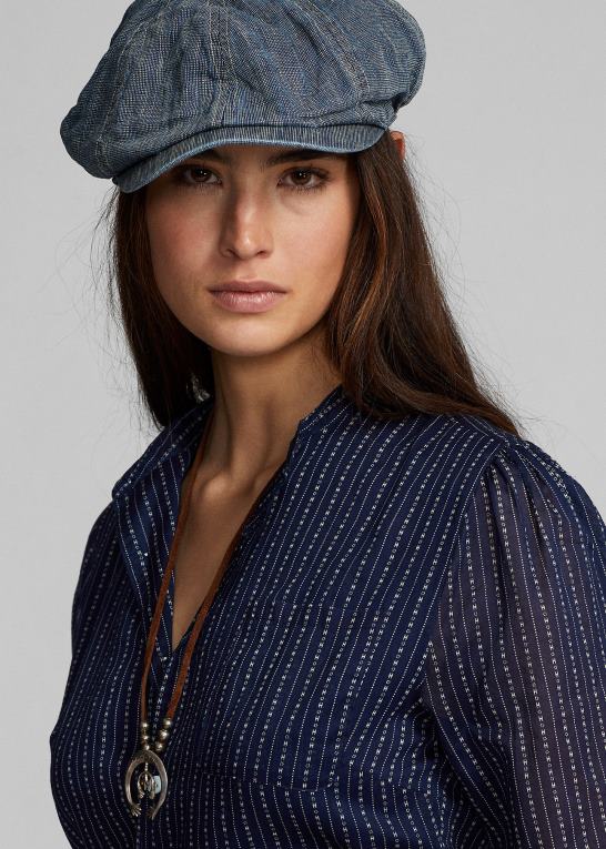medium indigo Kvinder Ralph Lauren skjortekjole i bomuldsvoile Z426B3654