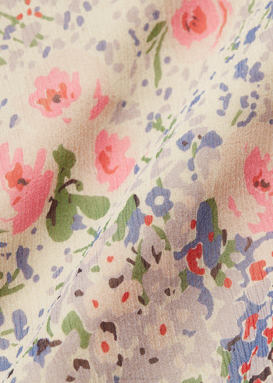 multi/tan Kvinder Ralph Lauren blomstret krøllet silke chiffon kjole Z426B3651