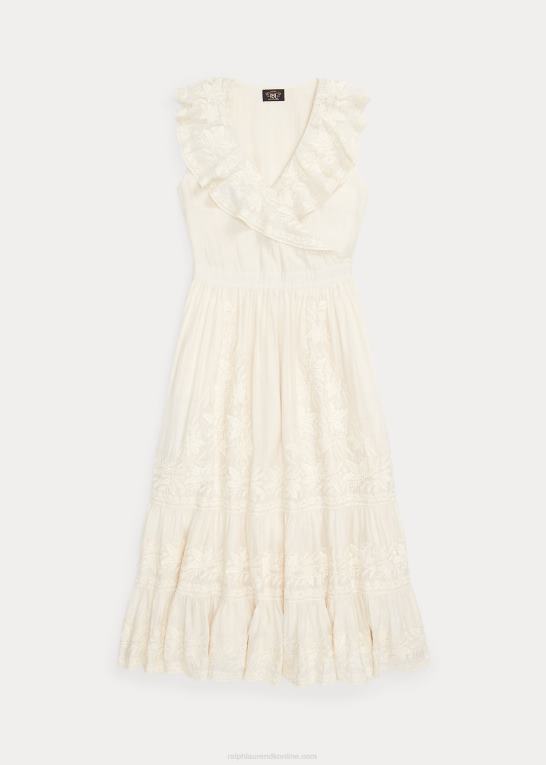 naturlig/creme Kvinder Ralph Lauren broderet bomuld-silke kjole Z426B3625
