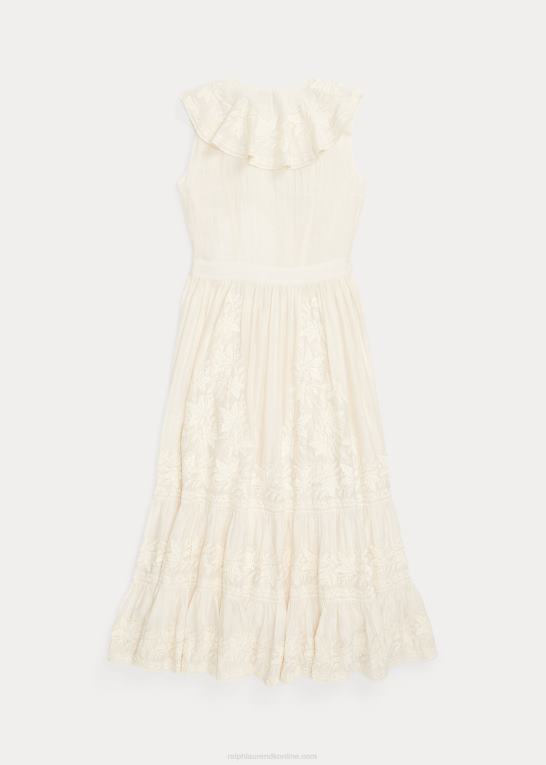 naturlig/creme Kvinder Ralph Lauren broderet bomuld-silke kjole Z426B3625