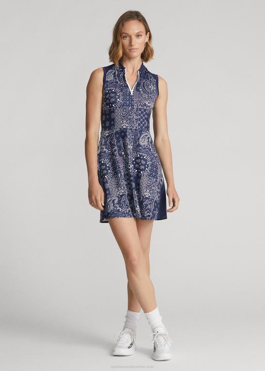 navy bandana patchwork Kvinder Ralph Lauren jerseykjole med bandanatryk Z426B3108
