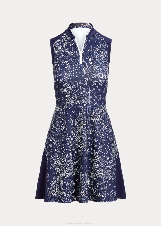 navy bandana patchwork Kvinder Ralph Lauren jerseykjole med bandanatryk Z426B3108