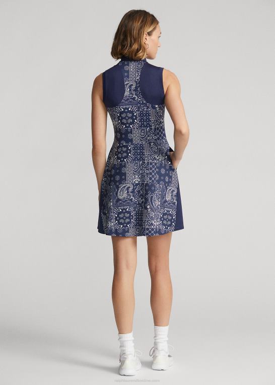 navy bandana patchwork Kvinder Ralph Lauren jerseykjole med bandanatryk Z426B3108