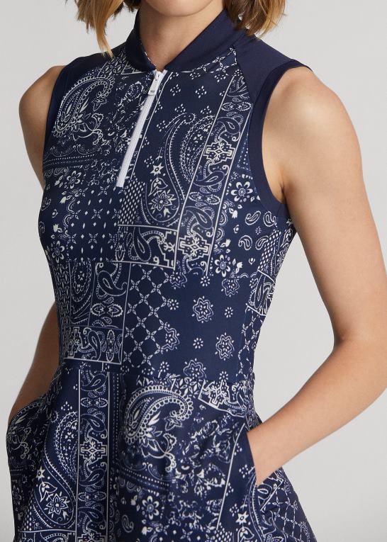 navy bandana patchwork Kvinder Ralph Lauren jerseykjole med bandanatryk Z426B3108