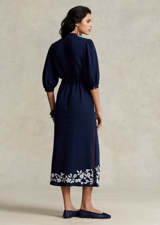 newport flåde Kvinder Ralph Lauren blomstret broderet maxidress i gaze Z426B3077
