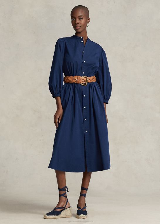 newport flåde Kvinder Ralph Lauren bomuldskjole i bred stof Z426B3076