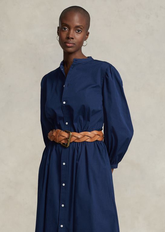 newport flåde Kvinder Ralph Lauren bomuldskjole i bred stof Z426B3076