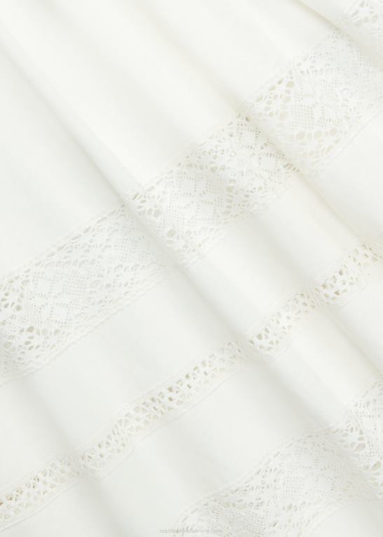 off-white Kvinder Ralph Lauren jerseykjole i hør-bomuld med blonder Z426B3631
