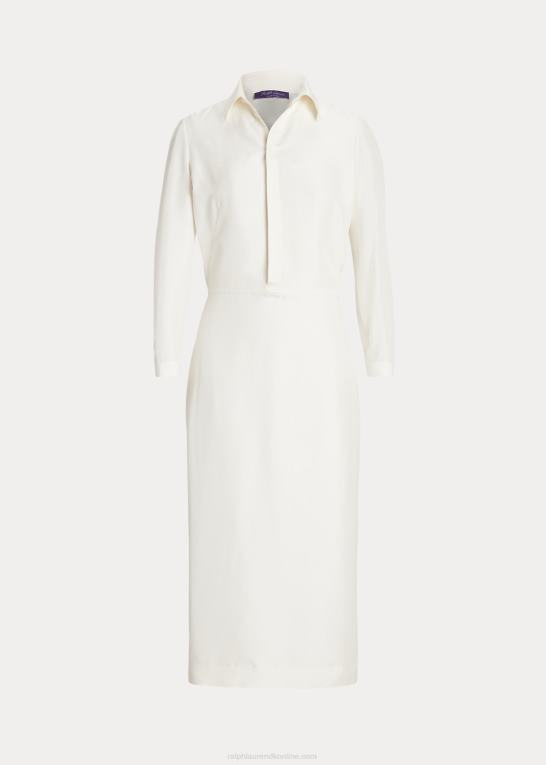 off white Kvinder Ralph Lauren knowles silke shantung dagskjole Z426B3540