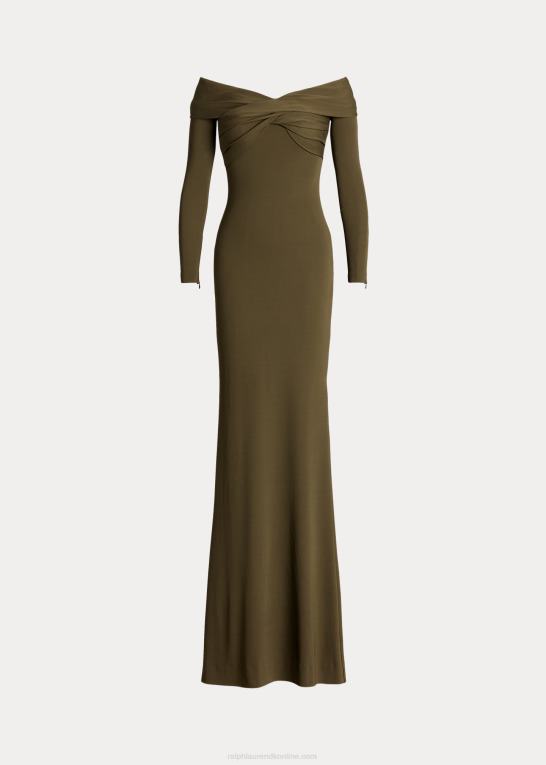 oliven Kvinder Ralph Lauren aletta jersey aftenkjole Z426B9289