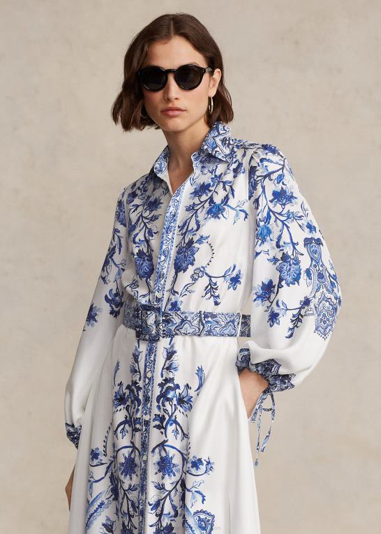 paisley vine print Kvinder Ralph Lauren Paisley mulberry silkekjole Z426B3072