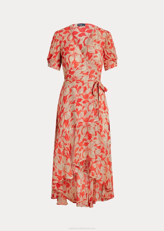 print af birkeblade Kvinder Ralph Lauren print krøllet georgette slå-om-kjole Z426B3214
