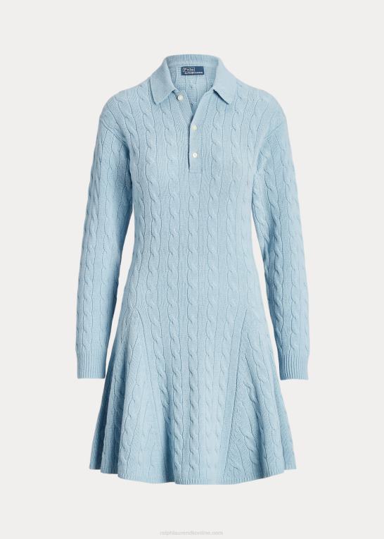 pudder blå Kvinder Ralph Lauren kabelstrikket uld-cashmir sweaterkjole Z426B3121