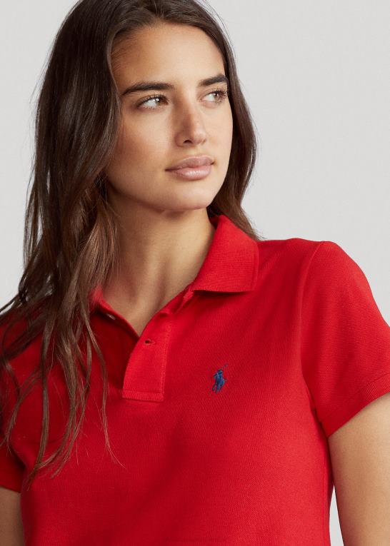 rød Kvinder Ralph Lauren polokjole i bomuldsnet Z426B9250