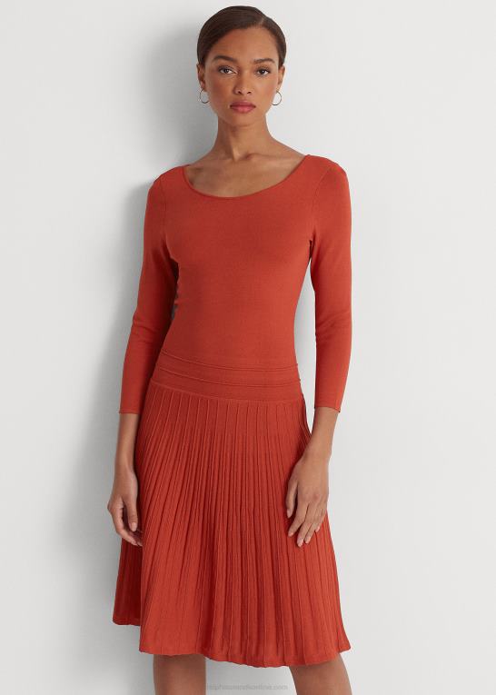 rød solsten Kvinder Ralph Lauren jersey-kjole med trekvart ærmer Z426B4291