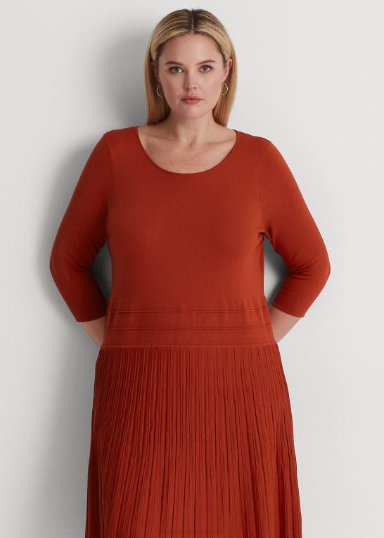 rød solsten Kvinder Ralph Lauren jersey-kjole med trekvart ærmer Z426B4518