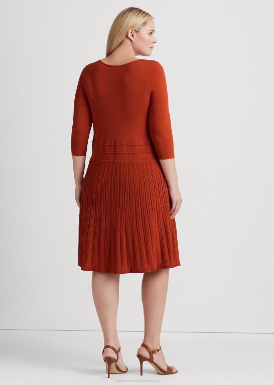 rød solsten Kvinder Ralph Lauren jersey-kjole med trekvart ærmer Z426B4518