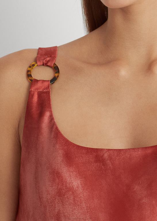 rød solsten multi Kvinder Ralph Lauren tie-dye-print ring-trim satin kjole Z426B3817