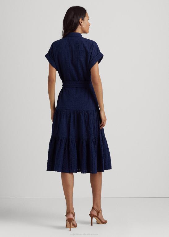 raffineret flåde Kvinder Ralph Lauren gingham bomuld kjole Z426B4441