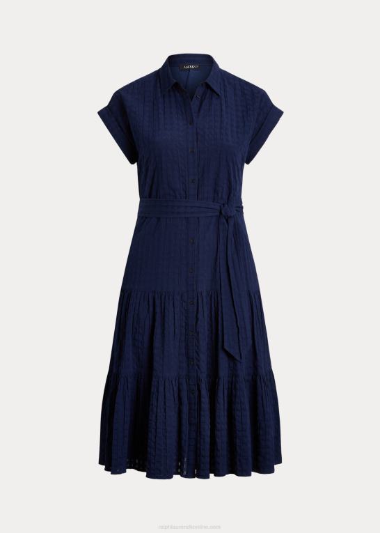 raffineret flåde Kvinder Ralph Lauren gingham bomuld kjole Z426B4658