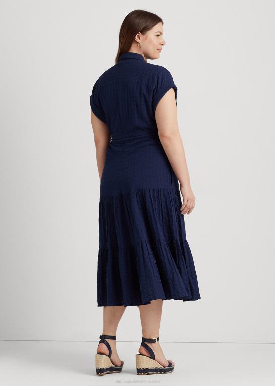 raffineret flåde Kvinder Ralph Lauren gingham bomuld kjole Z426B4658