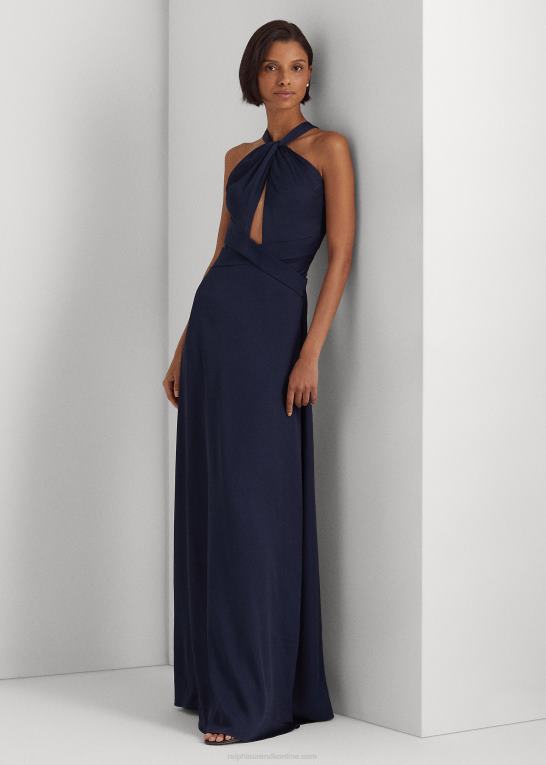 raffineret flåde Kvinder Ralph Lauren satin grime kjole Z426B3983