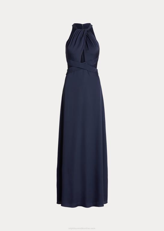 raffineret flåde Kvinder Ralph Lauren satin grime kjole Z426B3983