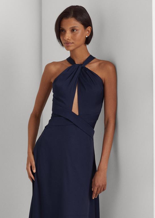 raffineret flåde Kvinder Ralph Lauren satin grime kjole Z426B3983